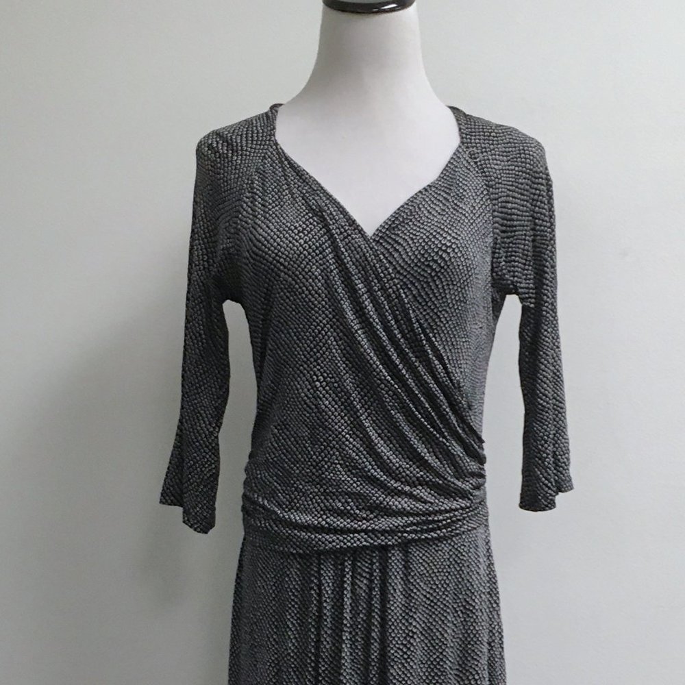 Max Mara black white modal faux wrap midi dress i4